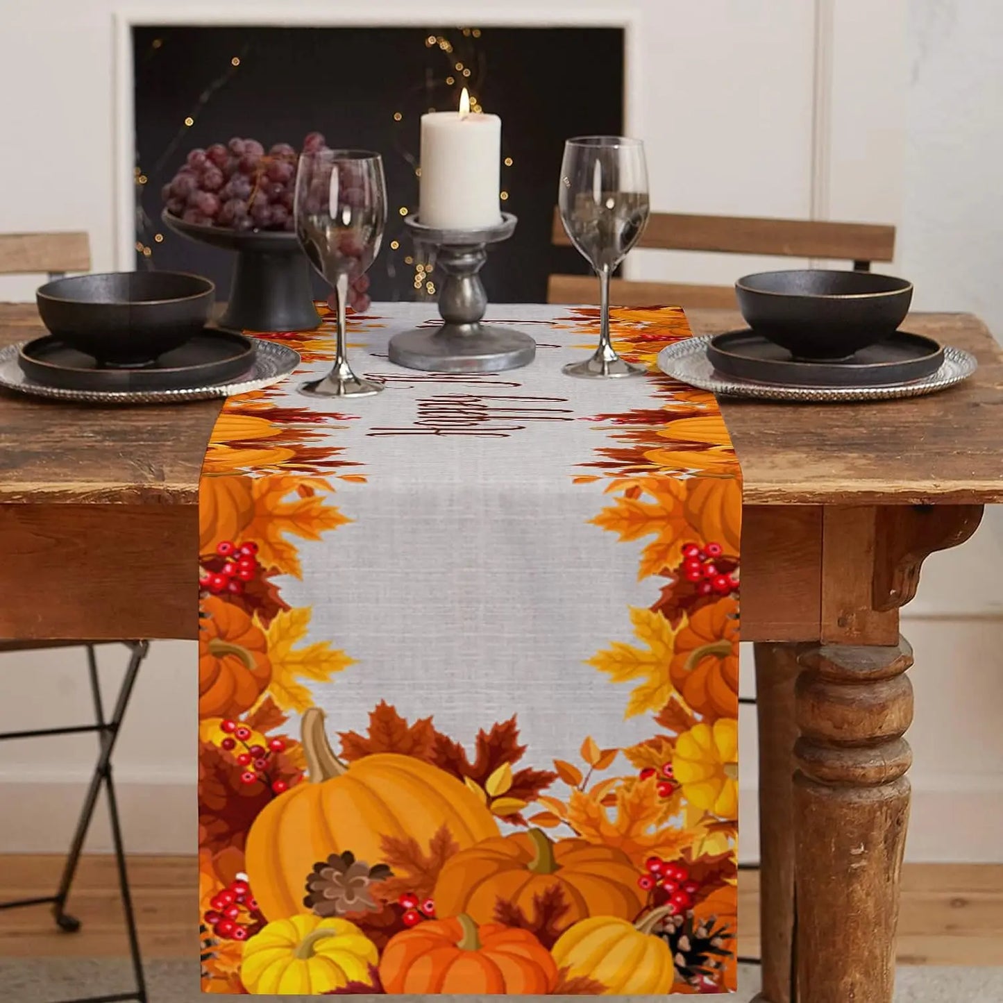 Autumn Linen Table Runner